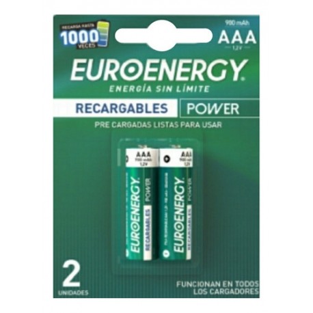 Pila Recargable Aaa Euroenergy Power Recargables Cilíndrica – Pack De 2 Unidades