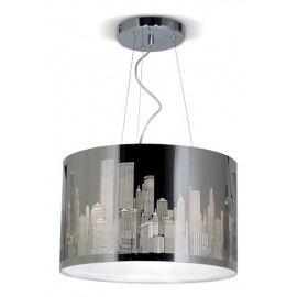 Lampara Colgante 1 Luz New York City Cromado Apto Led