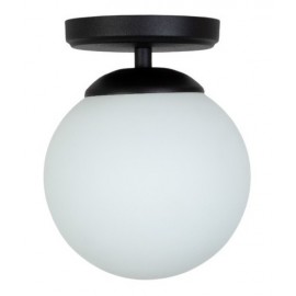 Aplique 1 Luz Elyn Negro C/ Globo 15cm Vidrio Opal Santinado