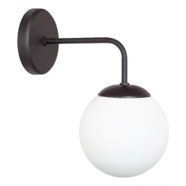 Aplique Elyn Clas 1 Luz Negro Con Globo Vidrio De 15cm