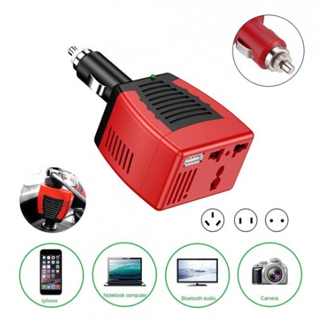 Inversor Corriente Univers Auto Convertidor 12v 110v 75w Usb