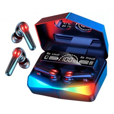 Auriculares In-ear Gamer Inalámbricos Alpina Gamer F30 Pro Negro Con Luz  Multicolor Led