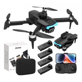 Drone Xt204 De Motor Doble Sin Escobillas 4k Hd/4 Baterías Color Negro