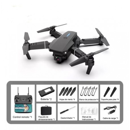 Mini Drone Zhixing Minidrones E88 Con Cámara 4k Negro 2.4ghz 2 Baterías