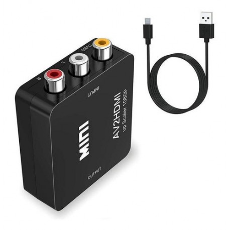 Hancelant  Rvh-b Adaptador De Convertidor De Audio Y Video Tv Hdmi A Rca 1080 Negro