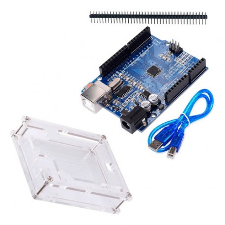 Uno R3 Compatible Ide Arduino Uno + Caja Acrílico Protector