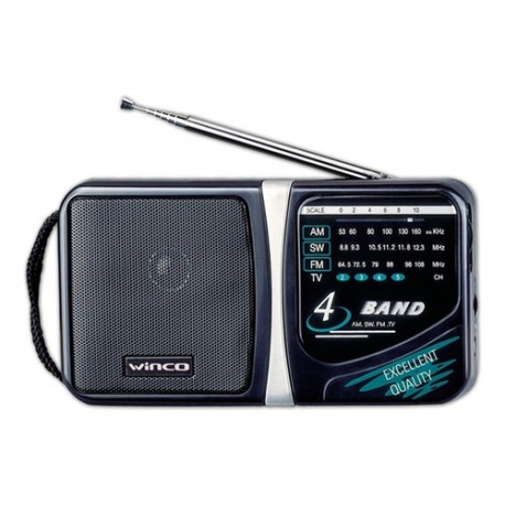 Radio Portatil Am Fm Winco W-204 De Mano 4 Bandas A Pilas