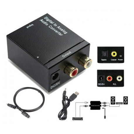 Adaptador Convertidor Audio Optico Digital A Rca Análogo
