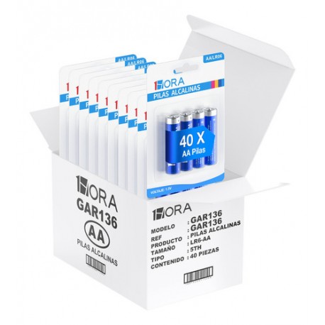 Pilas Aa Alcalinas Baterias 40 Unidades Aa No Recargable Larga Duración 1.5v Baterías Desechables Empaquetadas Individualmente 