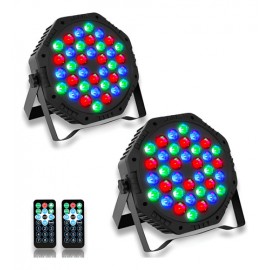 2 Pack Cañón Led 36×1 Luces Audio Rítmico Multicolor Fiestas