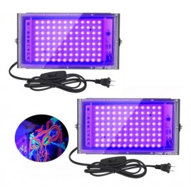 2pz Luces Fiestas Uv Luz Barra Dj 100w Led Reflector Negra