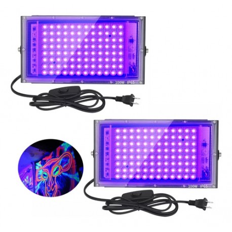 2pz Luces Fiestas Uv Luz Barra Dj 100w Led Reflector Negra