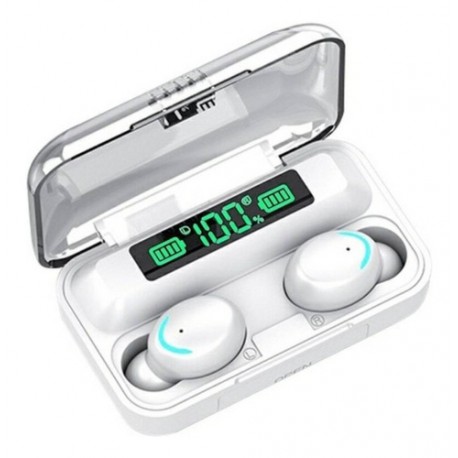 Auriculares In-ear Gamer Inalámbricos Tws F9-5 Bth-f9-5 Blanco Con Luz Led